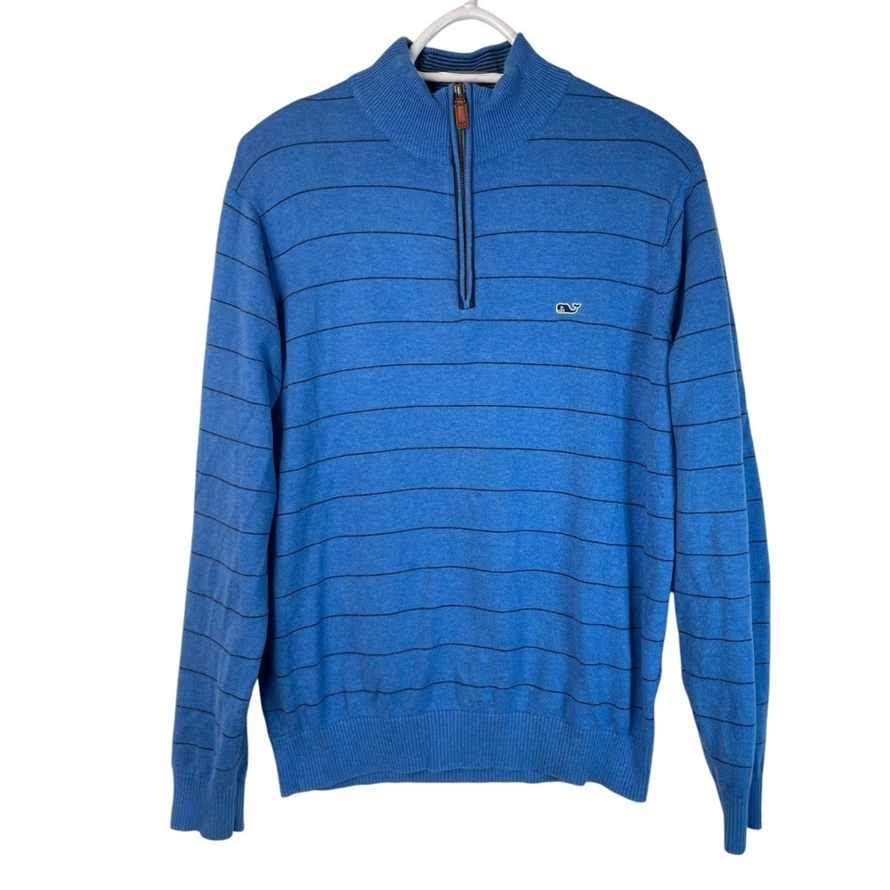 Vineyard Vines 1/2 Zip Sweater Mens Med Leisure Knit Pullover Blue Striped